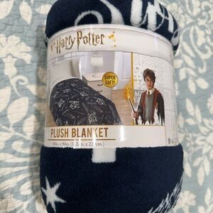 Harry Potter Travel Blanket Blue Fleece Wand Swish and Flick 60” x 90” NWT